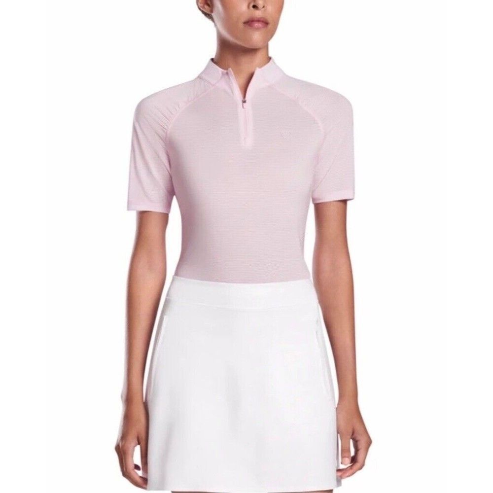 G/Fore Textured Stripe Quarter Zip Top - Blush Pink- Womens Golf
